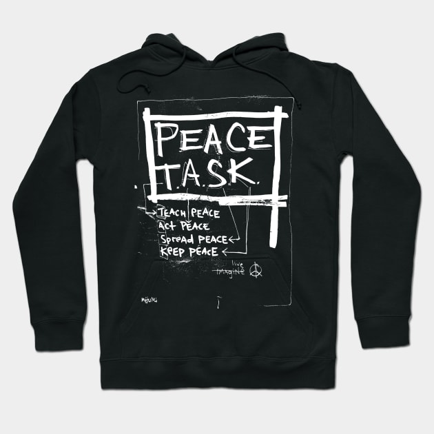 Peace Task Doodle White Hoodie by Mijumi Doodles